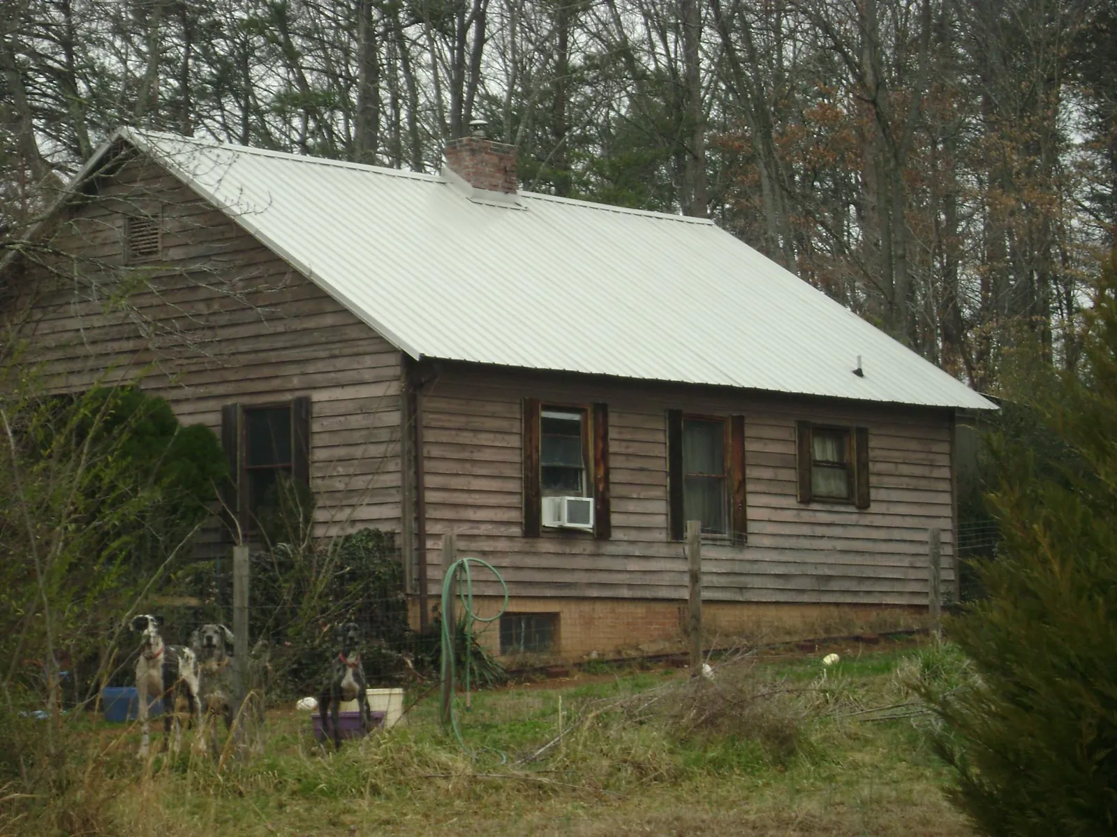 White metal roof on an old wood sided farmhouse, from a Metal Roof Installation job in Mount Morris